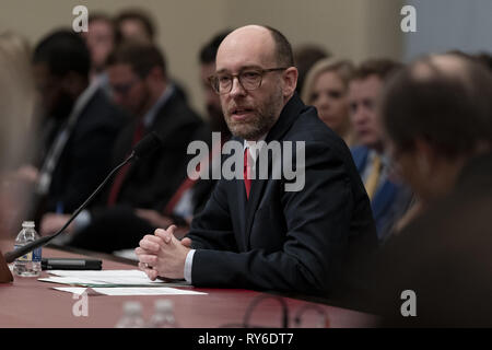 Washington, District of Columbia, USA. 12th Mar, 2019. Office of Management and Budget Acting Director RUSSELL VOUGHT testifies at a House Budget Committee hearing, March 12, 2019 Credit: Douglas Christian/ZUMA Wire/Alamy Live News Stock Photo