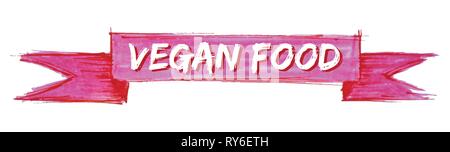 vegan food hand painted ribbon sign Stock Vector