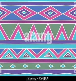 Aztec tribal seamless pattern. Hand drawn Vector illustration. Tribal Polynesian seamless pattern. For web, home decor, fashion, surface design Stock Vector