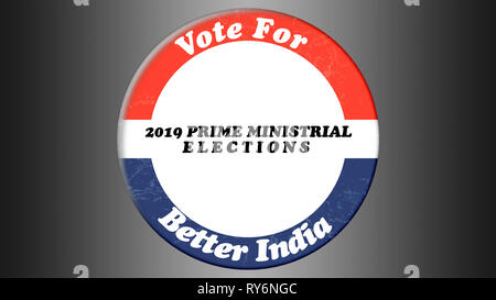 Concept of Vote for Better India in button badge for 2019 Indian general elections Stock Photo