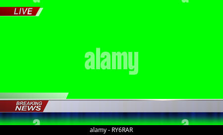 News Broadcast Lower Third Blank on Green Screen Stock Photo - Alamy