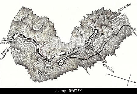 Yosemite Valley Plan of the Loop on the Shasta Railway Near Mccloud 1891 USA Stock Photo