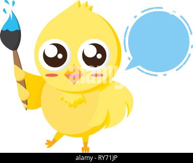 cute chick with brush Stock Vector