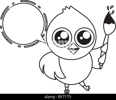 cute chick with brush Stock Vector
