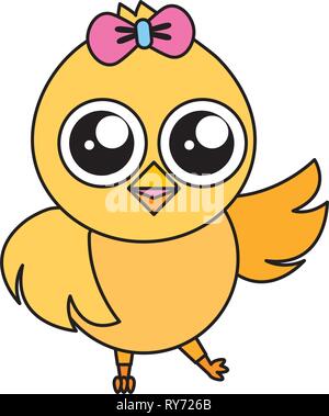 cute chick female cartoon Stock Vector