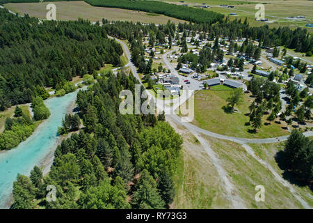 Lake Ruataniwha Holiday Park And Lake Ruataniwha Mackenzie Country South Island New Zealand Aerial Stock Photo Alamy