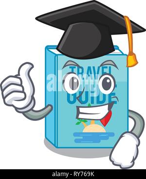 Graduation travel guide book isolated in cartoon Stock Vector