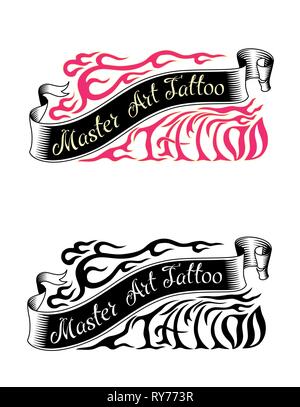 Vector tattoo studio logo templates . Cool retro styled vector emblem. Tattoo studio sign. Stock Vector