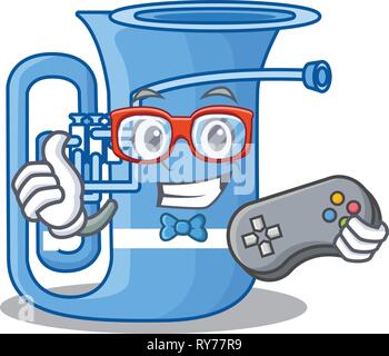 Gamer tuba in the shape funny cartoon Stock Vector