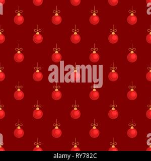 Merry Christmas tree toy ball red seamless pattern Stock Vector