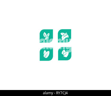 Vector flat mint icons set Stock Vector Art & Illustration, Vector