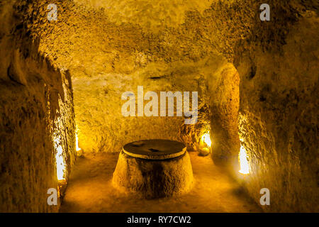 Nooshabad Underground City Illuminated Corridor Closed Well Stock Photo