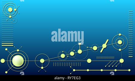 Abstract technology circle shapes on dark blue background. Stock Vector