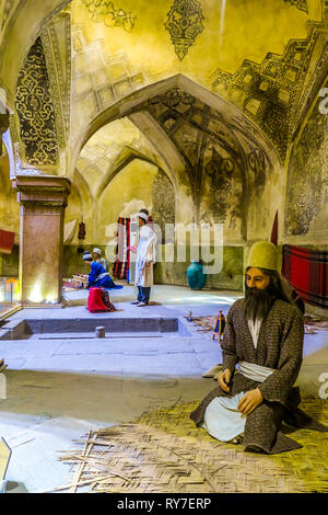 Shiraz Vakil Bath House with Puppets Dressed in Traditional Medieval Persian Costumes Stock Photo