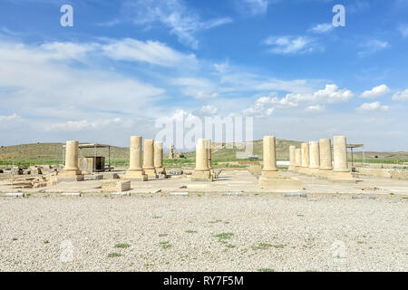 Pasargad Historical Site Audience Palace Standing Column and Pillar Ruins Stock Photo