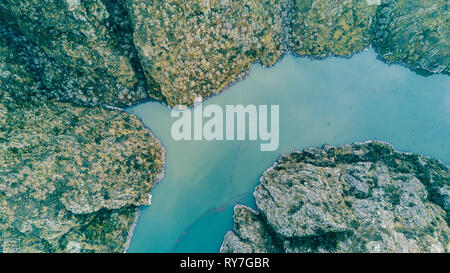 Drone aerial view of view of canyon of 'Sil' river. Galicia, Spain. Stock Photo