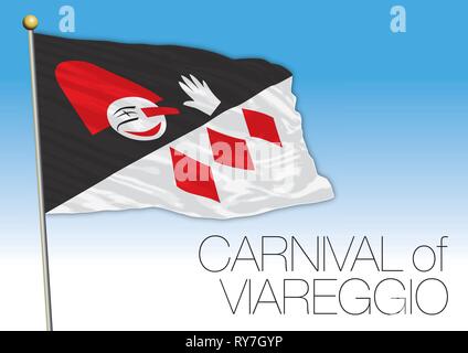 Carnival of Viareggio flag, Tuscany, Italy, vector illustration Stock Vector