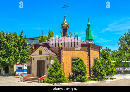 Bishkek Holy Resurrection Russian Orthodox Cathedral Golden Dome Cross Chapel Stock Photo