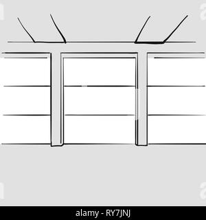 Empty large office with windows. Hand drawn vector illustration. Series of sketched business backgrounds. Stock Vector
