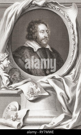 Thomas Howard, 14th Earl of Arundel, 4th Earl of Surrey and 1st Earl of Norfolk, 1585-1646.  Patron of the arts and collector.  He is also known as The Collector Earl.  From the 1813 edition of The Heads of Illustrious Persons of Great Britain, Engraved by Mr. Houbraken and Mr. Vertue With Their Lives and Characters. Stock Photo