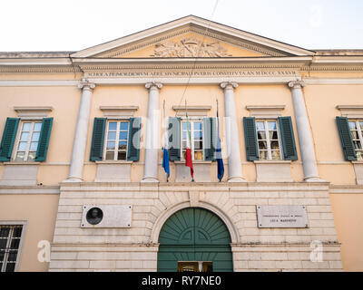 BRESCIA, ITALY - FEBRUARY 21, 2019: facade of Conservatorio di Musica Luca Marenzio di Brescia (Brescia Conservatory). Brescia is the second largest c Stock Photo