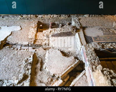 BRESCIA, ITALY - FEBRUARY 21, 2019: ancient floor in Monastery of Santa Giulia in Brescia. Santa Giulia inscribed on the List of World Heritage of UNE Stock Photo