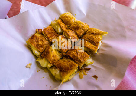 Greek Traditional Bougatsa Phyllo Tyropita Filled with Feta Cheese Stock Photo