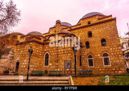 Thessaloniki Alaca Imaret Mosque Side Viewpoint with Cloudy Sky Background at Wintertime Stock Photo