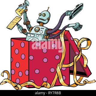 Robot gift cleaning company vacuum cleaner Stock Vector