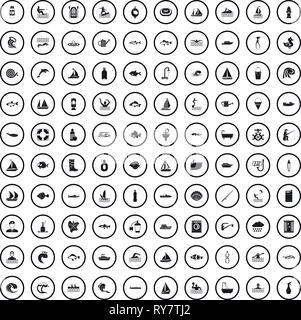 100 water icons set in simple style  Stock Vector