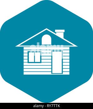 Wooden log house icon, simple style Stock Vector