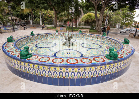 Fountain of the Frogs, with ceramic tile decoration, Santa Cruz de Tenerife, Tenerife, Canary Islands Stock Photo