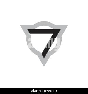 number 7 geometric arrow triangle logo vector Stock Vector