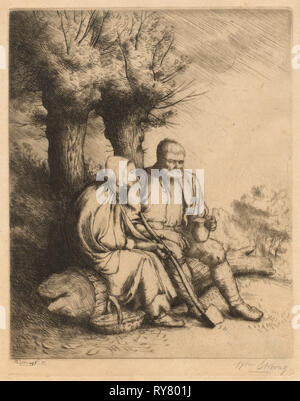 The Woodman, 1881. William Strang (British, 1859-1921), Published in The Etcher. Etching; sheet: 35 x 28.8 cm (13 3/4 x 11 5/16 in.); platemark: 22.7 x 17.5 cm (8 15/16 x 6 7/8 in Stock Photo