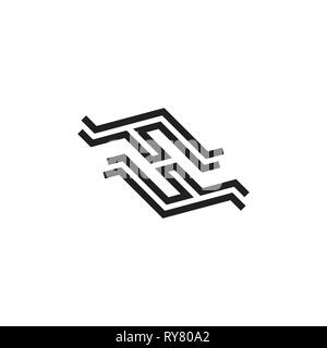 letters fh abstract line logo vector Stock Vector