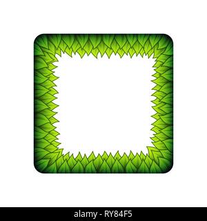Abstract square frame with inner leaves isolated on white background Stock Vector