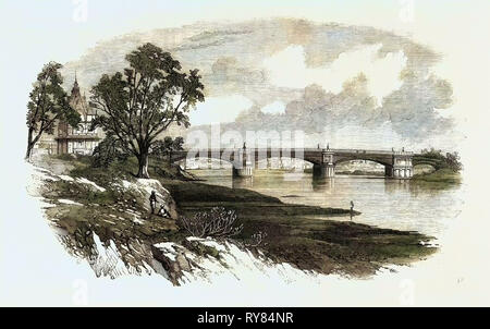 Iron Bridge Across the Goomtee at Lucknow Taken by Companies No. 1 and 2 of the Royal Welsh Fusiliers Stock Photo