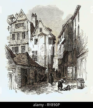 Street in Morlaix Brittany France 1871 Stock Photo