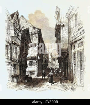 Street in Morlaix Brittany France 1871 Stock Photo