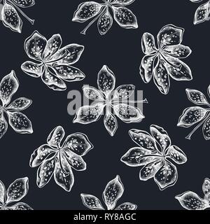 Seamless pattern with hand drawn chalk blackberry lily Stock Vector