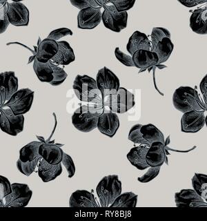 Seamless pattern with hand drawn stylized sakura Stock Vector