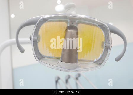 Low angle view of surgical light in dentist's office Stock Photo
