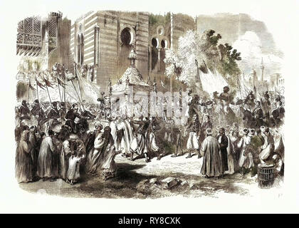 The Prince and Princess of Wales in Egypt: Procession of the Holy Carpet at Cairo 1869 Stock Photo
