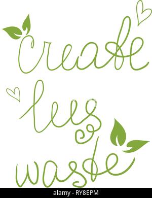 Zero Waste Concept. Hand drawn elements of zero waste life. Zero waste concept card. Good for posters, banners, web design, cards. Create less waste.  Stock Vector