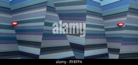 A colourful painted high wooden enclosure shielding and protecting a building site along the river Thames in London, UK. Stock Photo