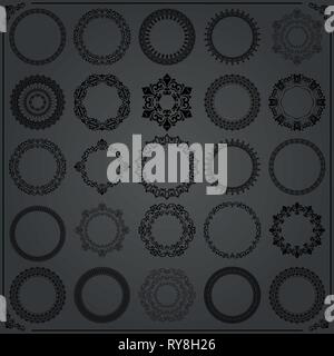 Vintage set of vector round elements. Different elements for design ...