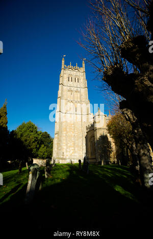 Old Paris church of St. James in Chipping Camden in west England. Landmarks and beautiful european landscape. Stock Photo