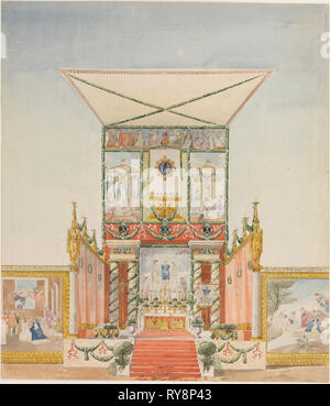 Portable Field Altar for Charles X, 1824-1830. Alexandre Denis Abel de Pujol (French, 1787-1861). Watercolor with graphite; sheet: 44.9 x 39.1 cm (17 11/16 x 15 3/8 in Stock Photo