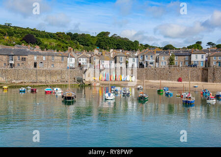 15 June 2018: Mousehole, Cornwall, UK - The harbour and village. Stock Photo