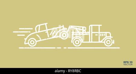 Fast tow truck with car on hook cartoon icon vector illustration Stock Vector